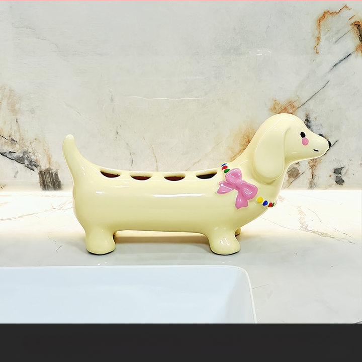 Karikatúra tacskó fogkefetartó – műanyag alap a fürdőszobába