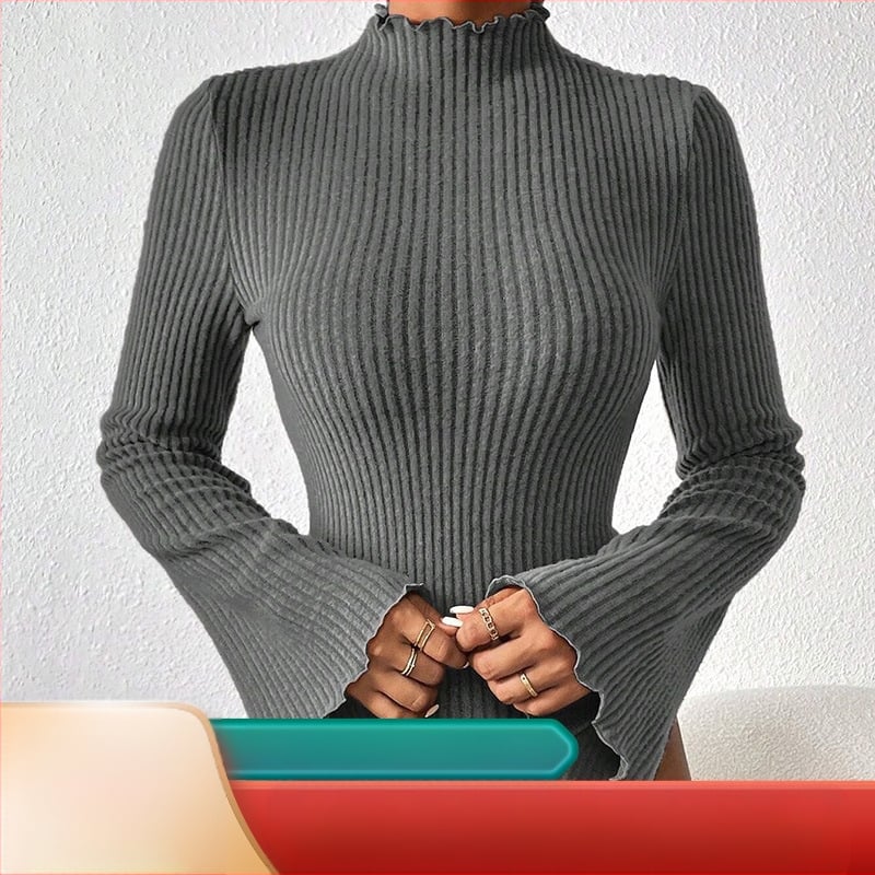 Megztas bodis su ilgu rankovėmis, megztinis stilius, liesas kirpimas, patchwork dizainas, poliesteris