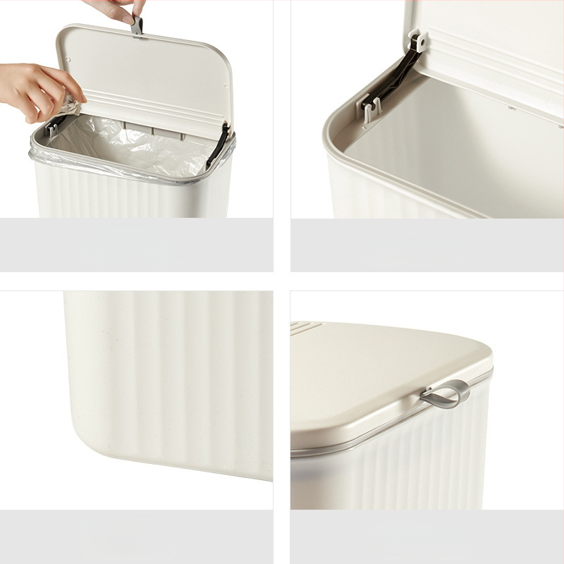 Zidni kanta za smeće, 12 L, plastična, dugačak cilindrični oblik, s poklopcem rocker tipa