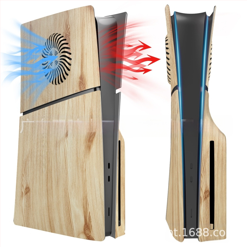 PS5 Slim Θήκη με Ξύλινο Φινίρισμα - Ανταλλακτική Κάλυψη PS5 Slim, ABS Πλαστικό, Σετ 4 Τεμαχίων
