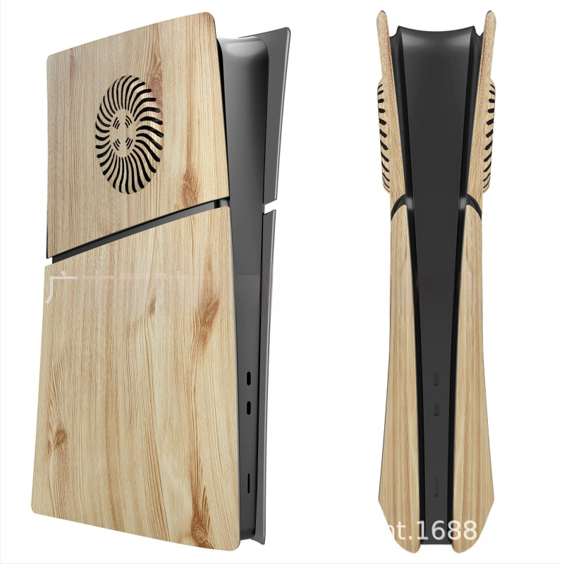 PS5 Slim Θήκη με Ξύλινο Φινίρισμα - Ανταλλακτική Κάλυψη PS5 Slim, ABS Πλαστικό, Σετ 4 Τεμαχίων