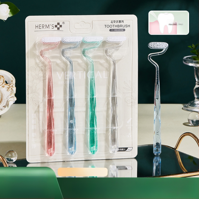 Ръчна четка за зъби, Hommes 616, за възрастни, меки влакна, S-тип вертикална, 360° дизайн от три страни