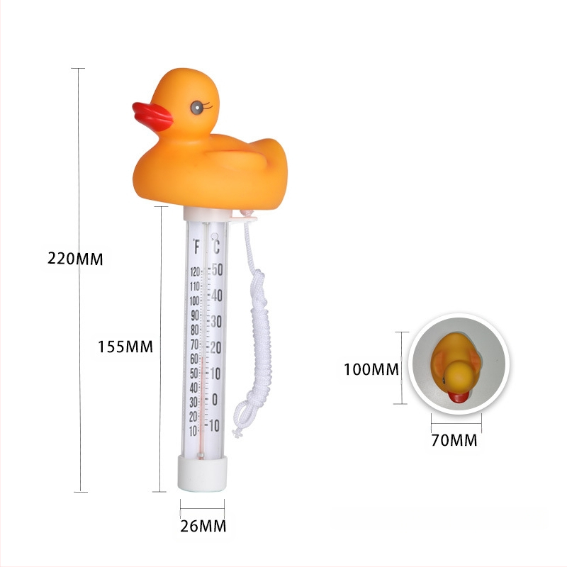 Stakleni termometar za bazen na štapu, u obliku patke, raspon 0–50, model Jdy0010, Jed