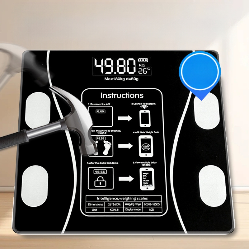 Digitālā svaru skala, mēra svaru, taukus, kalorijas un mitrumu, 180 kg maksimālā slodze, USB uzlāde vai 7 baterijas, CE/FCC sertificēta