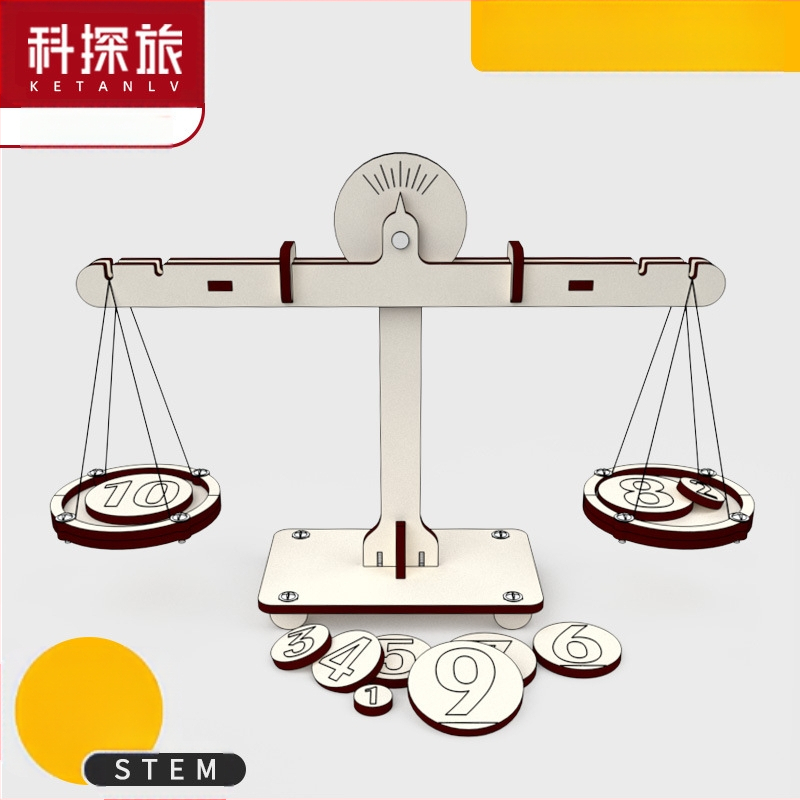 Jucărie STEM educațională din lemn: DIY multifuncțională, experimente științifice cu balanță pentru dezvoltare intelectuală, copii 4–6 ani.