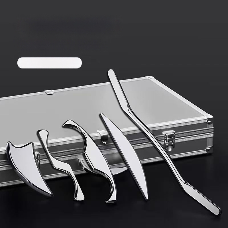 Profesionāls fasijas nazis, muskuļu un cīpslu skrāpēšanas plāksne, pilns masāžas komplekts, kakla skriemeļu atslābināšana