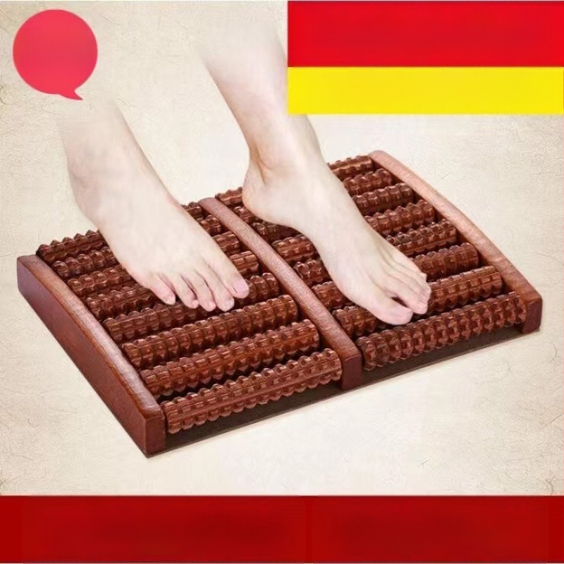 Fából készült talpmasszírozó görgős típus – masszírozás a talp és a vádlira, akupunktúra golyókkal, otthoni használatra