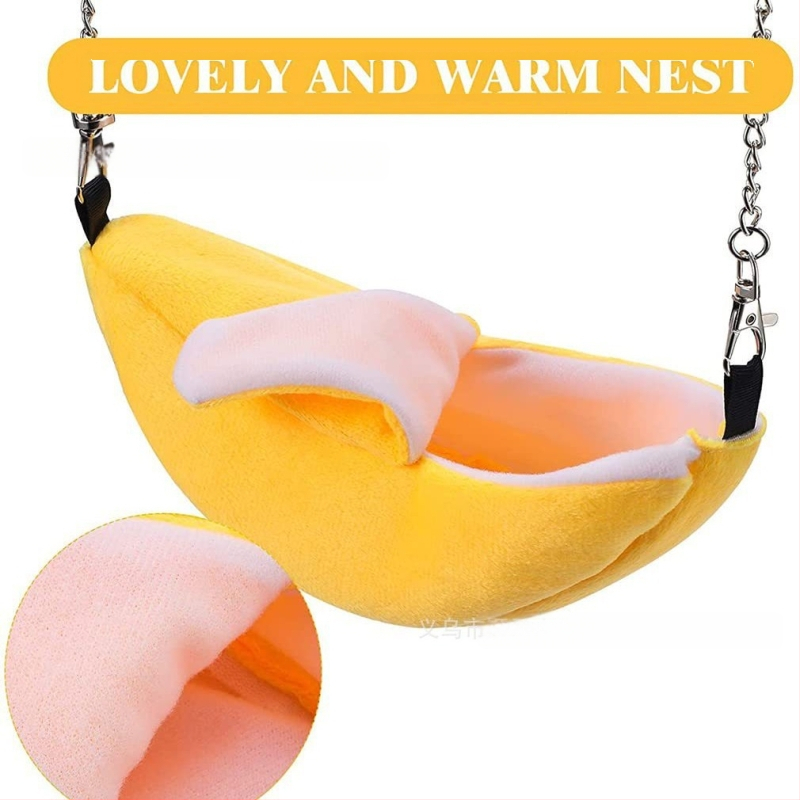 Κρεμαστή φωλιά για χάμστερ από απαλό βαμβάκι, μπανάνα-σχήμα, για ενήλικα χάμστερ