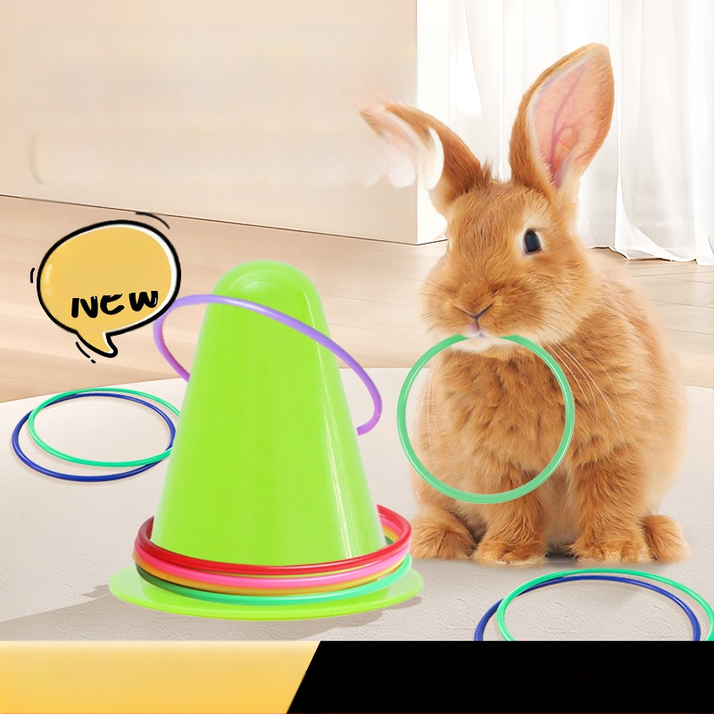 Μασητικό παιχνίδι για κουνέλια και μικρά ζωά για ανακούφιση από τη βαρεμάρα, με δαχτυλίδι και γρίφους, σχέδιο κουβά