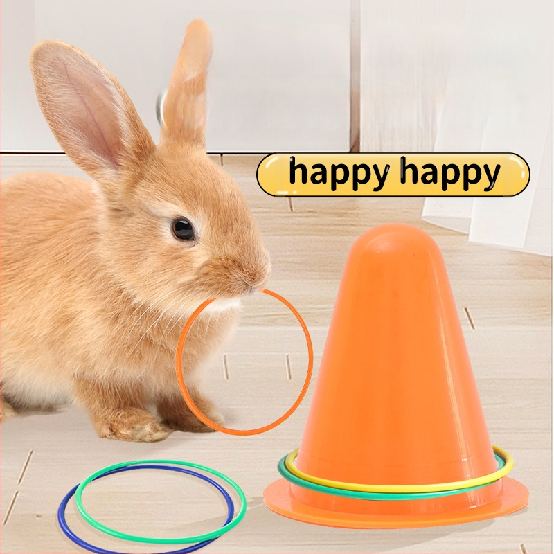 Μασητικό παιχνίδι για κουνέλια και μικρά ζωά για ανακούφιση από τη βαρεμάρα, με δαχτυλίδι και γρίφους, σχέδιο κουβά