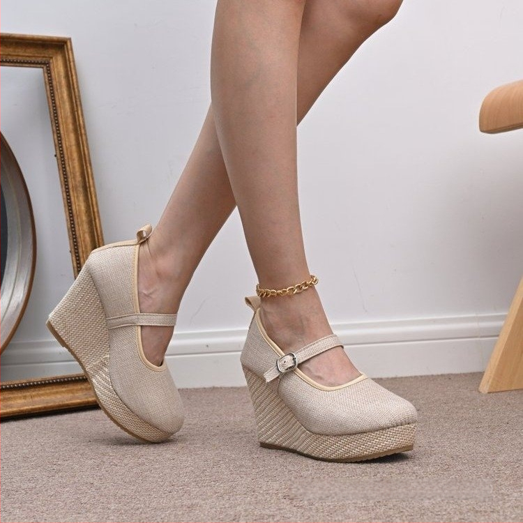 Sieviešu auduma kurpes ar zemu papēdi un sprādzes aizdari, gumijas zole, 0-3 cm papēdis, pavasaris