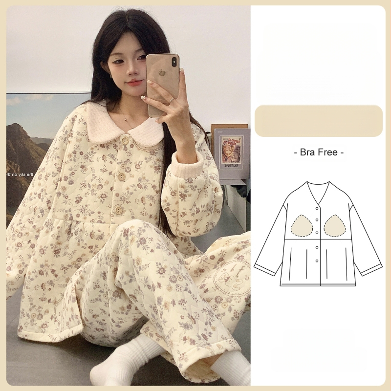 Grūtnieču nakts apģērbs barošanai, bieza gaisa kokvilnas audums, garas piedurknes tops un garas bikses, pēc dzemdībām barošanai, ziemai, pavasarim un rudenim