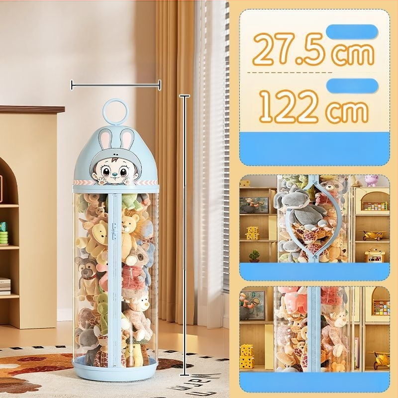 Proziran PP kutija za pohranu plišanih igračaka, kapacitet do 5 L, ručno nošenje, prašini otporan, jednostavan modern dizajn