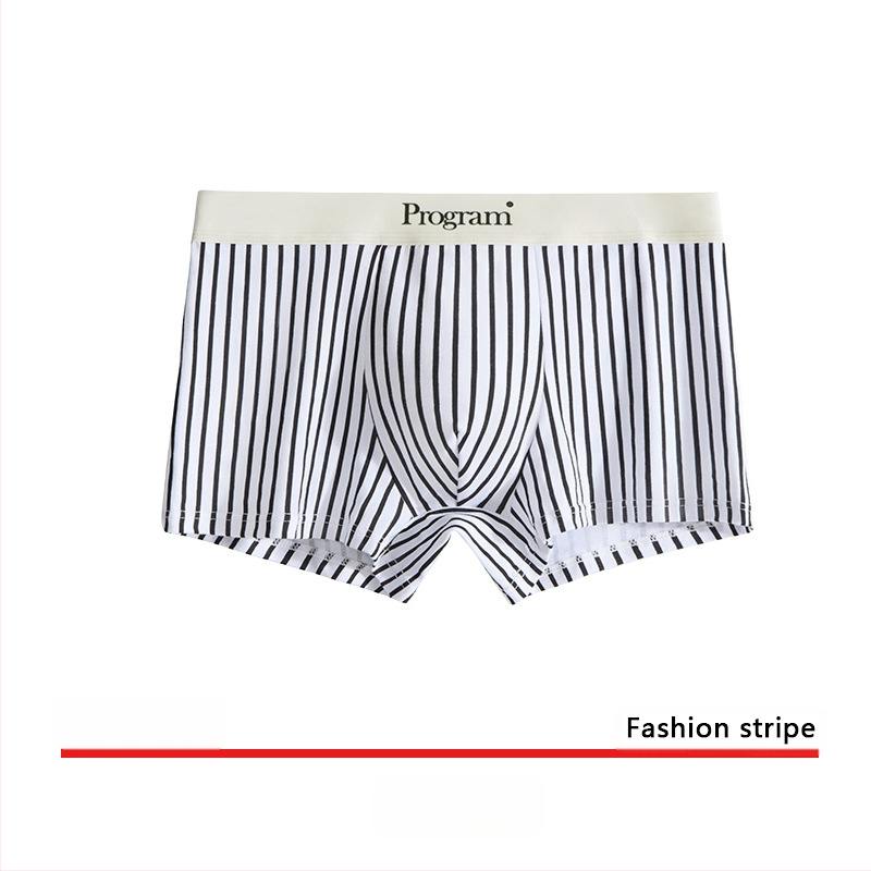 Boxeri bărbați din tricot de bumbac, talie medie, model dungat, respirabili, uscare rapidă