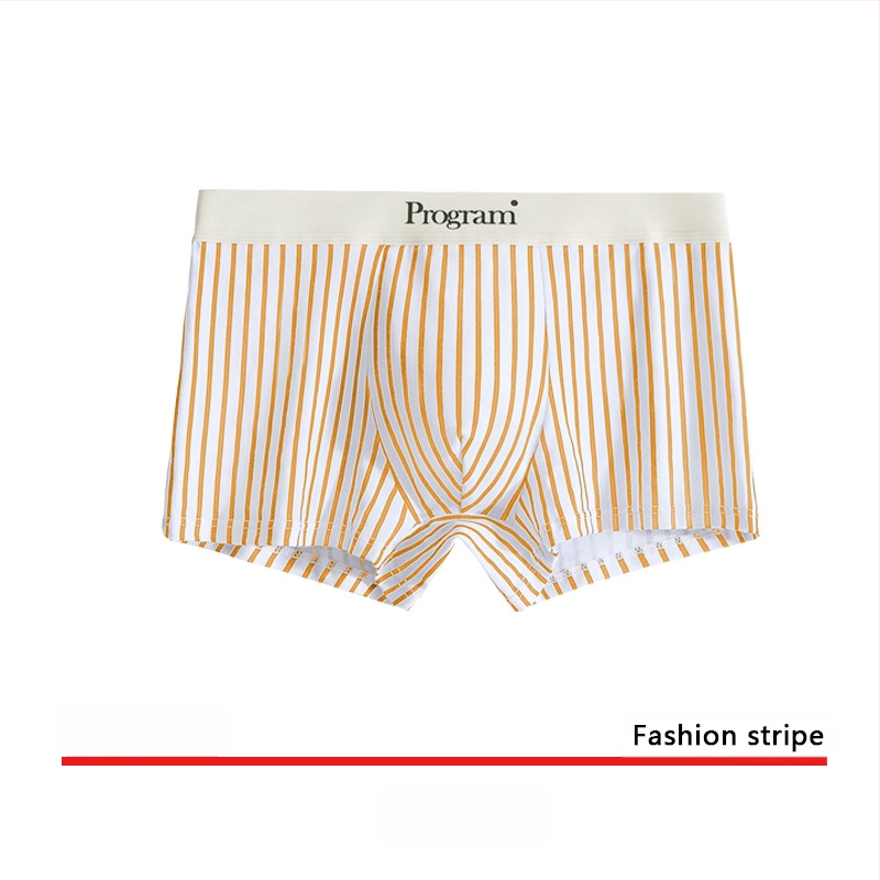 Boxeri bărbați din tricot de bumbac, talie medie, model dungat, respirabili, uscare rapidă