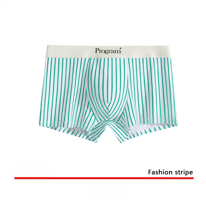 Boxeri bărbați din tricot de bumbac, talie medie, model dungat, respirabili, uscare rapidă