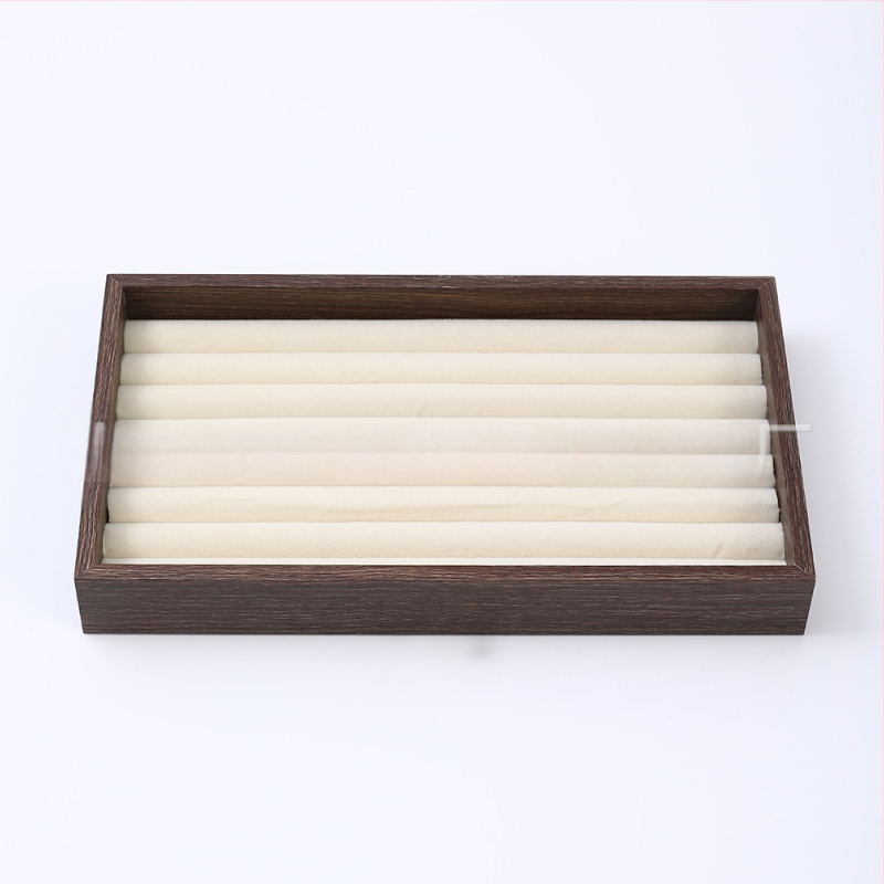 Diófából készült háromrétegű ékszerdoboz koreai stílusban, minimalist csíkos mintával