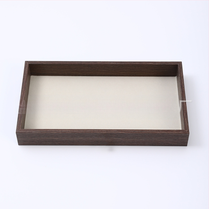 Diófából készült háromrétegű ékszerdoboz koreai stílusban, minimalist csíkos mintával