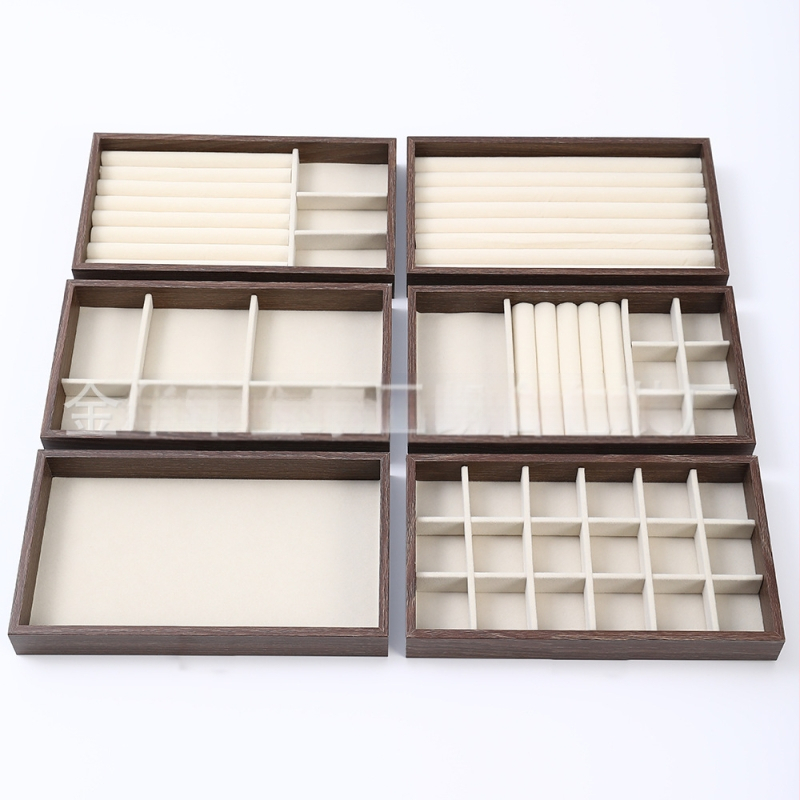 Diófából készült háromrétegű ékszerdoboz koreai stílusban, minimalist csíkos mintával