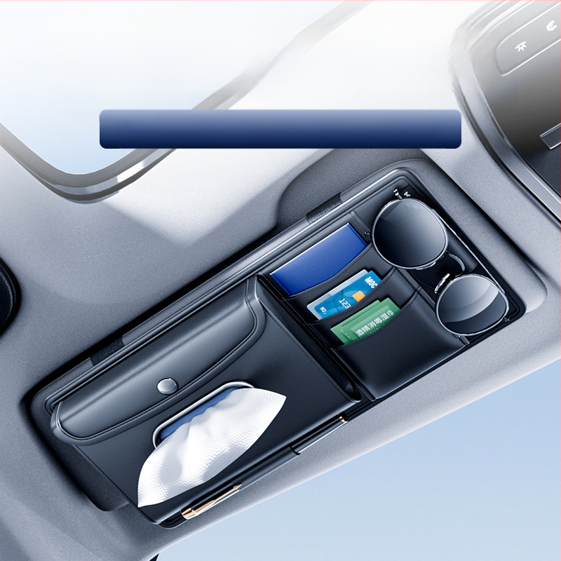 Δερμάτινος οργανωτής αυτοκινήτου για ηλιοπροστατευτικό προβολέα — θήκη για γυαλιά, εισιτήρια και ταυτότητες; μάρκα Kabulun, καταγωγή Guangzhou, για χρήση στο αυτοκίνητο