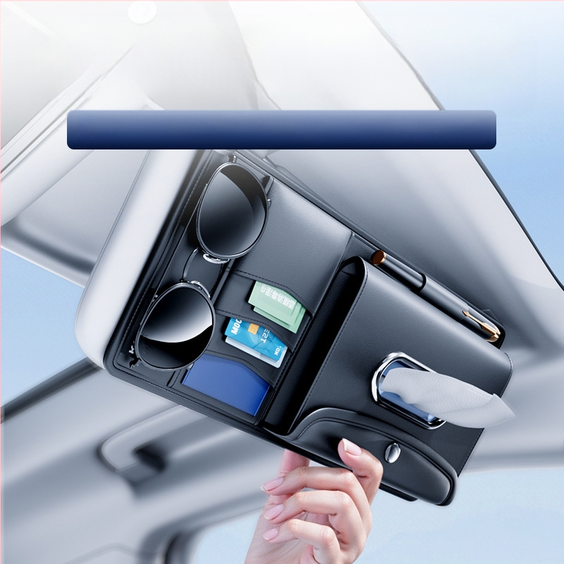 Δερμάτινος οργανωτής αυτοκινήτου για ηλιοπροστατευτικό προβολέα — θήκη για γυαλιά, εισιτήρια και ταυτότητες; μάρκα Kabulun, καταγωγή Guangzhou, για χρήση στο αυτοκίνητο