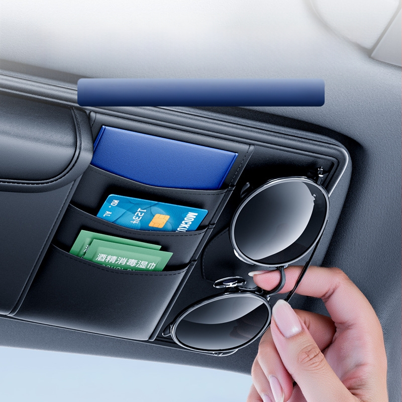 Δερμάτινος οργανωτής αυτοκινήτου για ηλιοπροστατευτικό προβολέα — θήκη για γυαλιά, εισιτήρια και ταυτότητες; μάρκα Kabulun, καταγωγή Guangzhou, για χρήση στο αυτοκίνητο