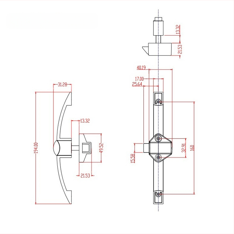 Arc RV κουμπωτή κλειδαριά με χειρολαβή από κράμα ψευδαργύρου, Μοντέλο J25016 — Κλειδαριά ντουλαπιού RV, στυλ Light Luxury, φινίρισμα: πολωμένο χρώμιο / νικέλιο με βούρτσα