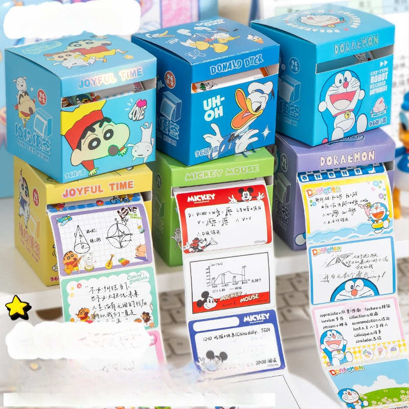 Shin-chan lipnios užrašų kortelės su traukimo juostele – 96 lapai, IP licencijuota (Shin-chan/Crayon Shin-chan), prekinis ženklas Yoofun, produkto numeris YFBLT