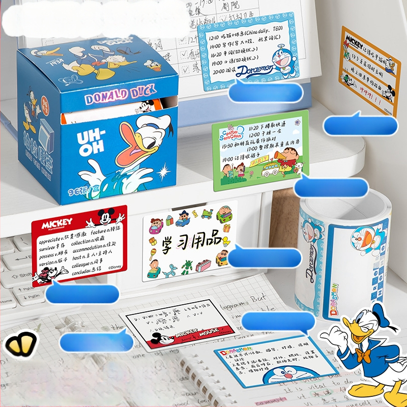 Shin-chan lipnios užrašų kortelės su traukimo juostele – 96 lapai, IP licencijuota (Shin-chan/Crayon Shin-chan), prekinis ženklas Yoofun, produkto numeris YFBLT