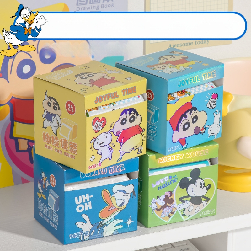 Shin-chan lipnios užrašų kortelės su traukimo juostele – 96 lapai, IP licencijuota (Shin-chan/Crayon Shin-chan), prekinis ženklas Yoofun, produkto numeris YFBLT