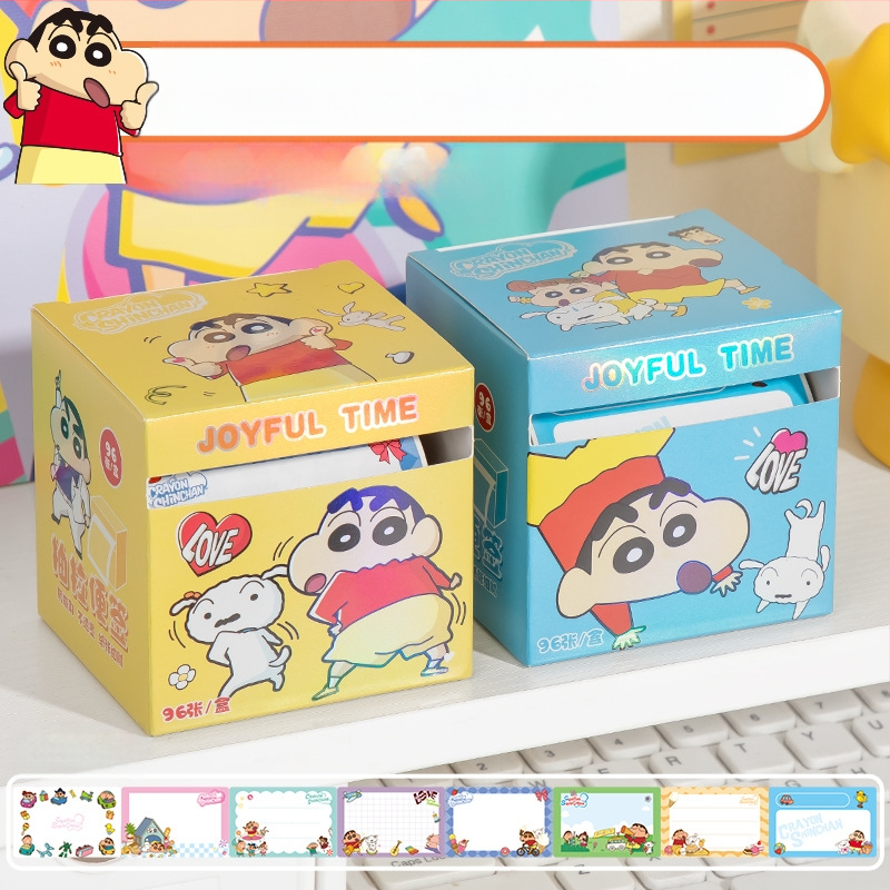 Shin-chan lipnios užrašų kortelės su traukimo juostele – 96 lapai, IP licencijuota (Shin-chan/Crayon Shin-chan), prekinis ženklas Yoofun, produkto numeris YFBLT