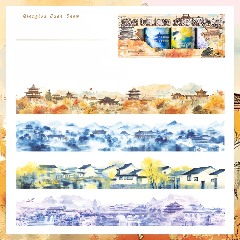 Комплект ленти за скрапбукинг за дневник | 2 стила, ретро стил, PET материал, печатна техника, артикул DR967911948241, марка MOKING TRAVEL