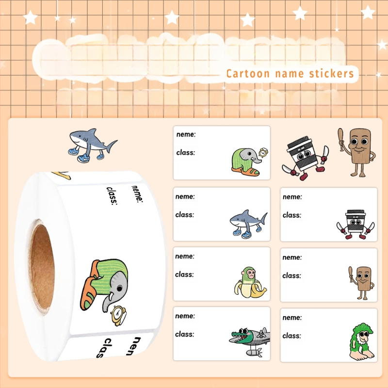 Q версия стикери за фамилия – ролка за първи клас и детска градина, настолни ленти за писане със запечатан ръб (JU1326; Материал: Non-dry Adhesive; Стил: Cartoon; Изработка: Печат)