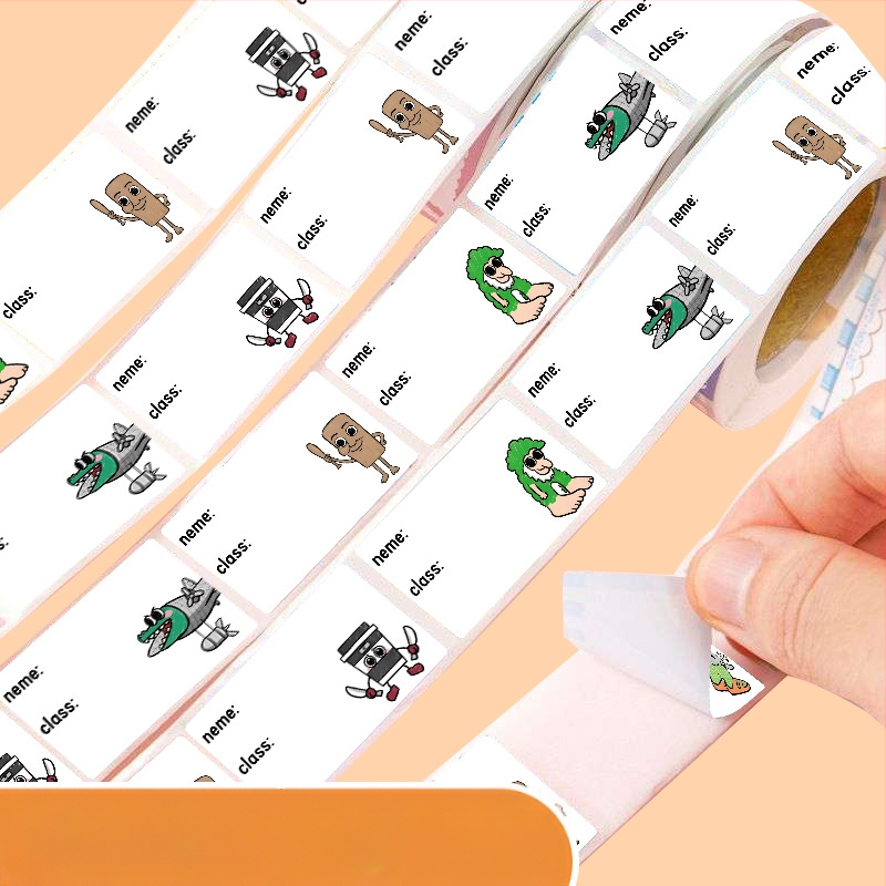 Q версия стикери за фамилия – ролка за първи клас и детска градина, настолни ленти за писане със запечатан ръб (JU1326; Материал: Non-dry Adhesive; Стил: Cartoon; Изработка: Печат)