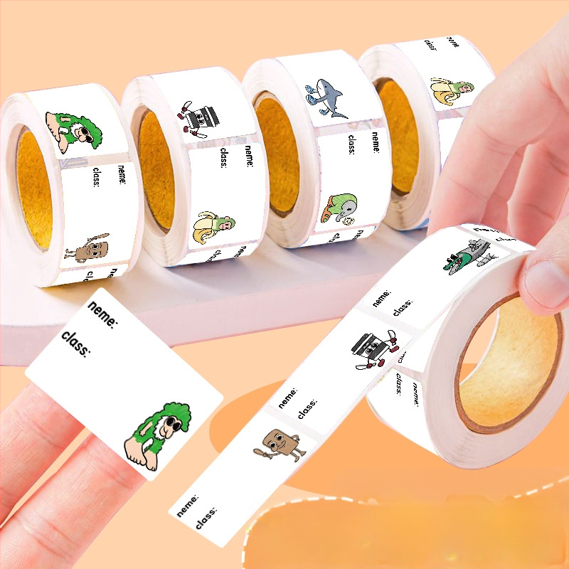 Q версия стикери за фамилия – ролка за първи клас и детска градина, настолни ленти за писане със запечатан ръб (JU1326; Материал: Non-dry Adhesive; Стил: Cartoon; Изработка: Печат)