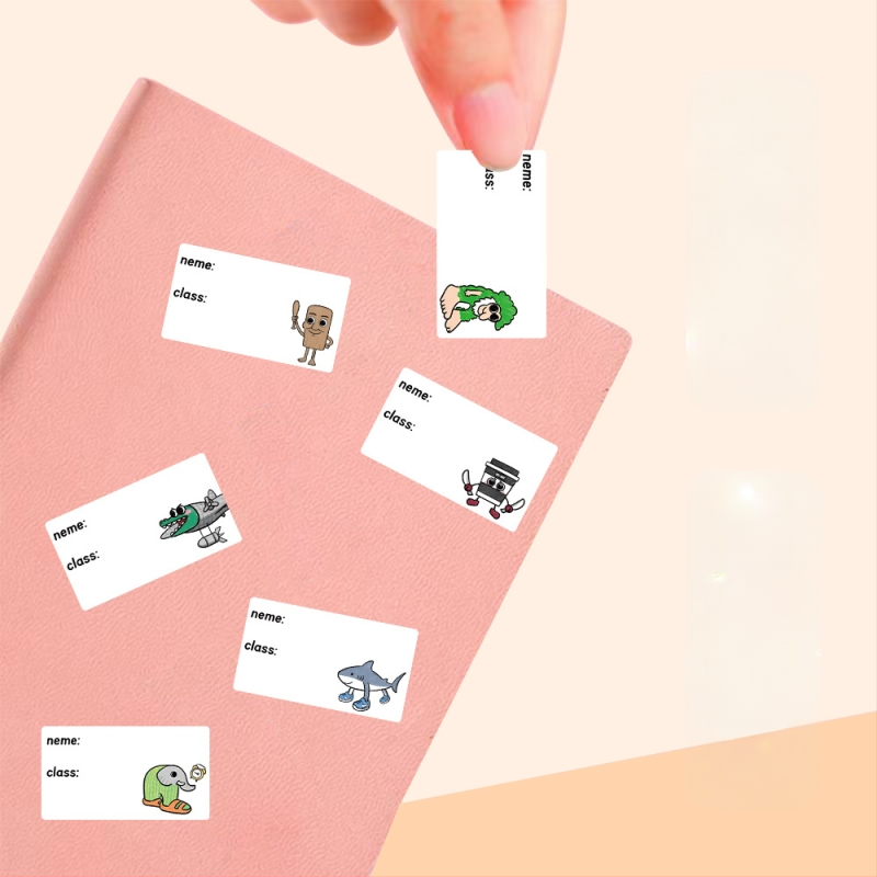 Q версия стикери за фамилия – ролка за първи клас и детска градина, настолни ленти за писане със запечатан ръб (JU1326; Материал: Non-dry Adhesive; Стил: Cartoon; Изработка: Печат)