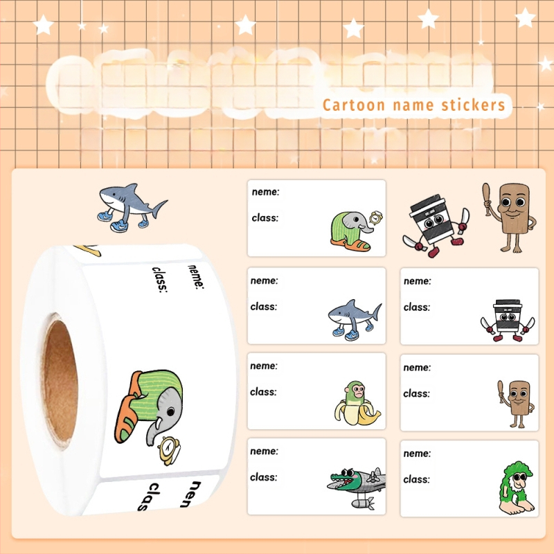 Q версия стикери за фамилия – ролка за първи клас и детска градина, настолни ленти за писане със запечатан ръб (JU1326; Материал: Non-dry Adhesive; Стил: Cartoon; Изработка: Печат)