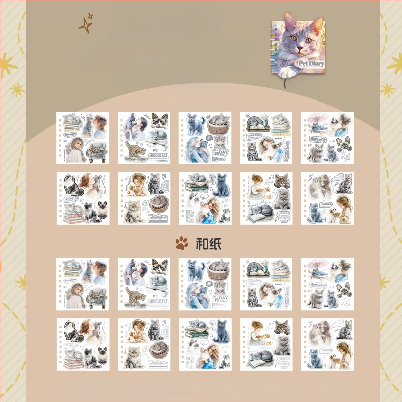 Mr. Paper PVC Βιβλίο Αυτοκόλλητων — Θέμα Παραμορφωμένων Κατοικίδιων, Ημερολόγιο Κατοικίδιου, Αισθητικό Στυλ XS15237