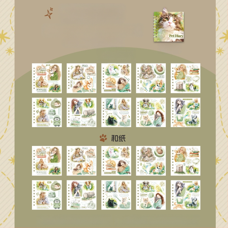 Mr. Paper PVC Βιβλίο Αυτοκόλλητων — Θέμα Παραμορφωμένων Κατοικίδιων, Ημερολόγιο Κατοικίδιου, Αισθητικό Στυλ XS15237