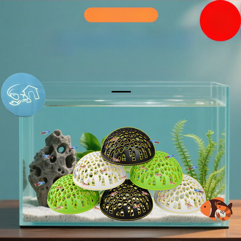 Plastmasas doļš hemisferisks patvērum akvārijam zivīm un garnelēm – droša slēptuve, dekors, vairošanās