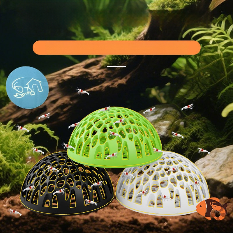 Plastmasas doļš hemisferisks patvērum akvārijam zivīm un garnelēm – droša slēptuve, dekors, vairošanās