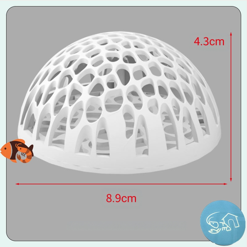 Plastmasas doļš hemisferisks patvērum akvārijam zivīm un garnelēm – droša slēptuve, dekors, vairošanās