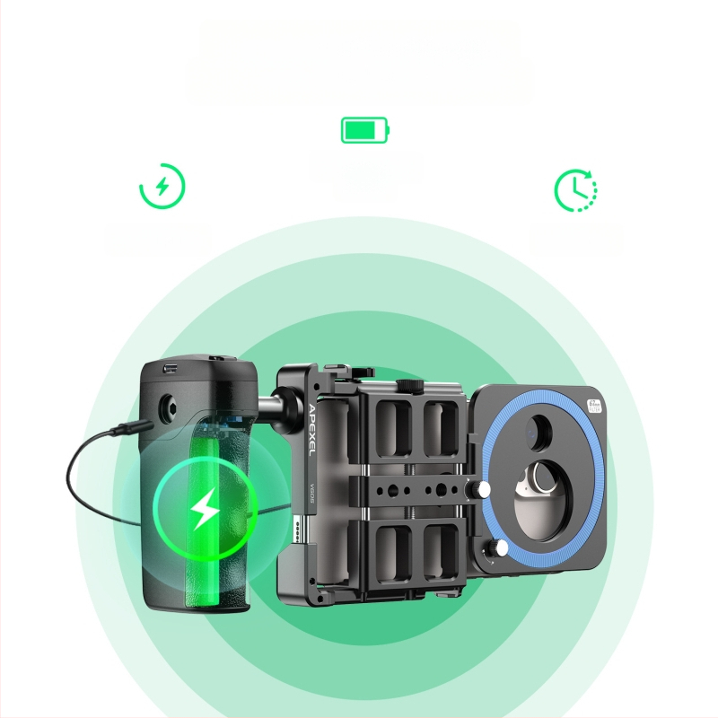 APEXEL VG05CH Nešiojamas daugiafunkcinės telefono klipas su Bluetooth rankena lauko tiesioginei transliacijai ir fotografavimui; medžiaga: aliuminio lydinys; suderinamas su Apple/Huawei/Oppo/Vivo/Xiaomi/OnePlus/Honor