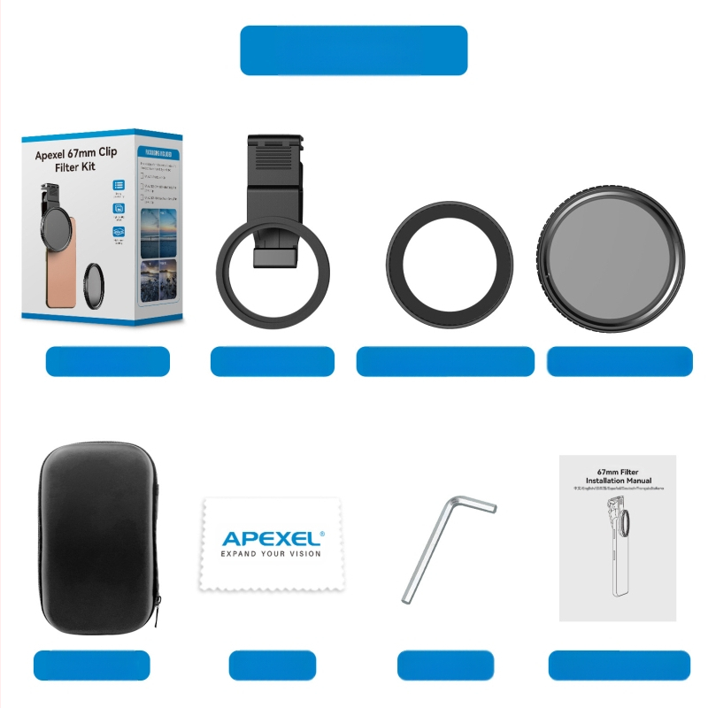 APEXEL VG05CH Nešiojamas daugiafunkcinės telefono klipas su Bluetooth rankena lauko tiesioginei transliacijai ir fotografavimui; medžiaga: aliuminio lydinys; suderinamas su Apple/Huawei/Oppo/Vivo/Xiaomi/OnePlus/Honor