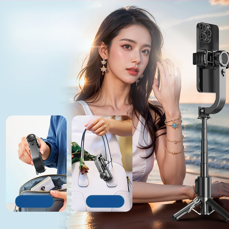 Q31 stabilizator za telefon s gimbalom, Bluetooth daljinskim upravljačem, anti‑shake, za prijenos uživo (aluminijski spoj; Bluetooth; daljinski upravljač uključen)