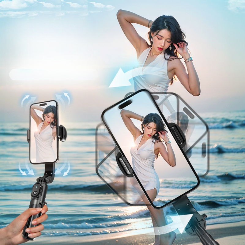 Q31 stabilizator za telefon s gimbalom, Bluetooth daljinskim upravljačem, anti‑shake, za prijenos uživo (aluminijski spoj; Bluetooth; daljinski upravljač uključen)