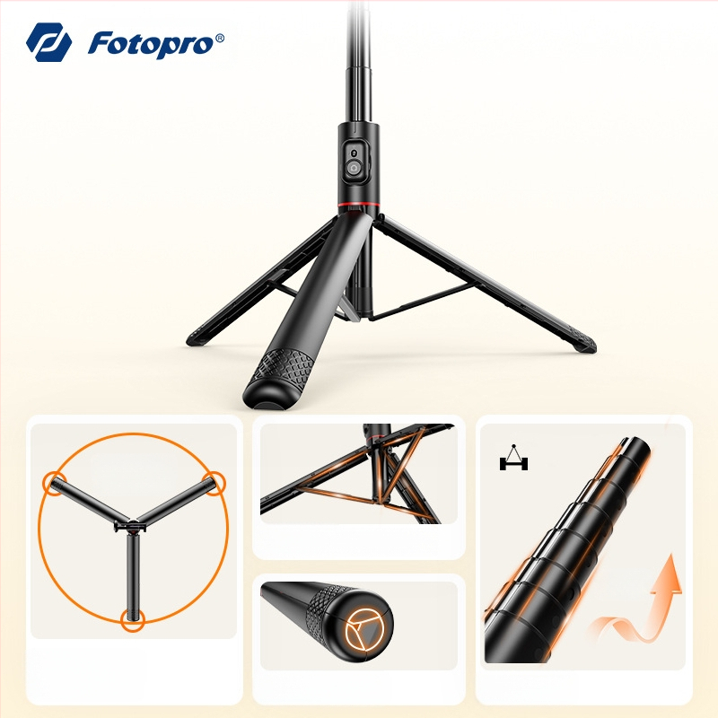 Fotopro Tl802 Подова стойка за смартфони с Bluetooth, преносима селфи-стойка