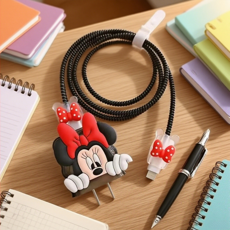 Uzlādes aizsargkorpuss ar atvērtā tipa vadu vērēju, animācijas stils, mīksta gumija, saderīgs ar Apple 20W ātro uzlādi