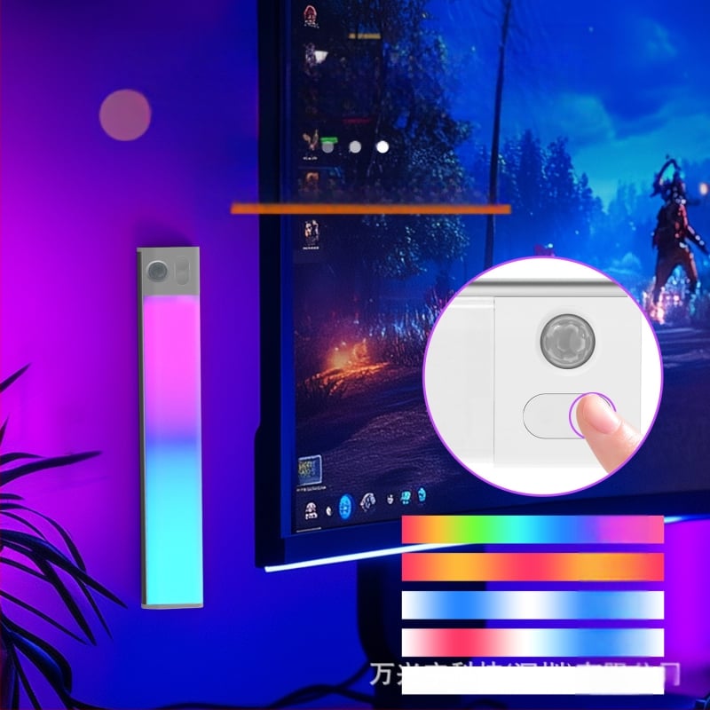 Skapja nakts gaisma ar cilvēka ķermeņa sensoru, USB uzlāde, magnētiska fiksācija, apkārtējais apgaismojums ar gradientu