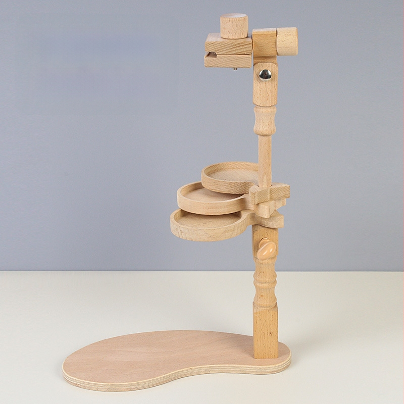 Bükkfa keresztszemes hímző állvány 3 tároló rekesszel, asztali kivitel, tömörfa keret